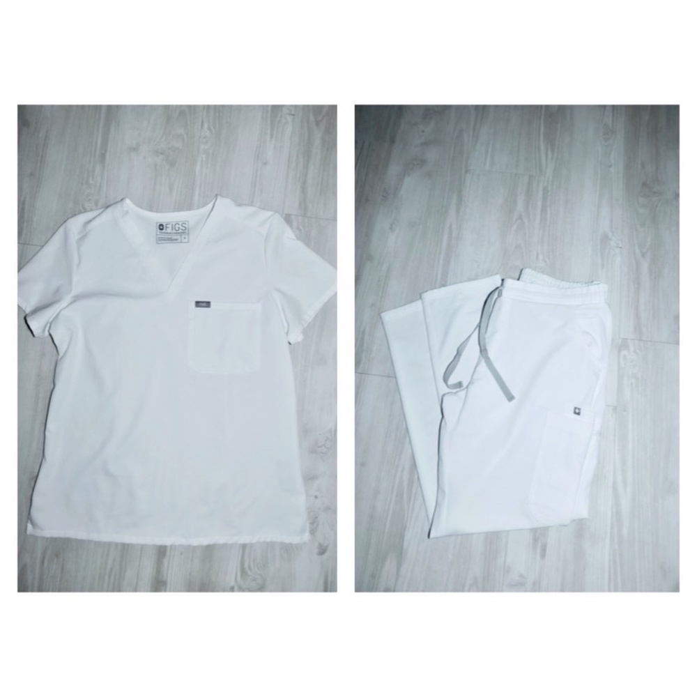 FIGS SMALL Catarina/MEDIUM Yola Women's White *SPECIAL COLOR* Scrub Set